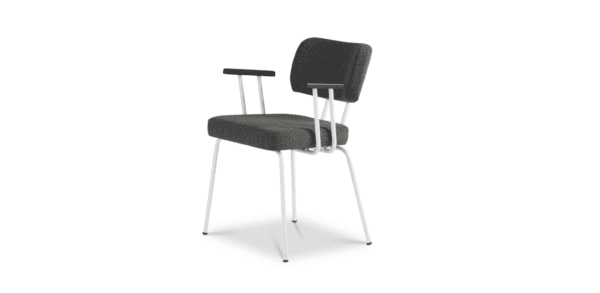 Eetkamerstoel Ted met arm - New Wool - Antracite - Wit
