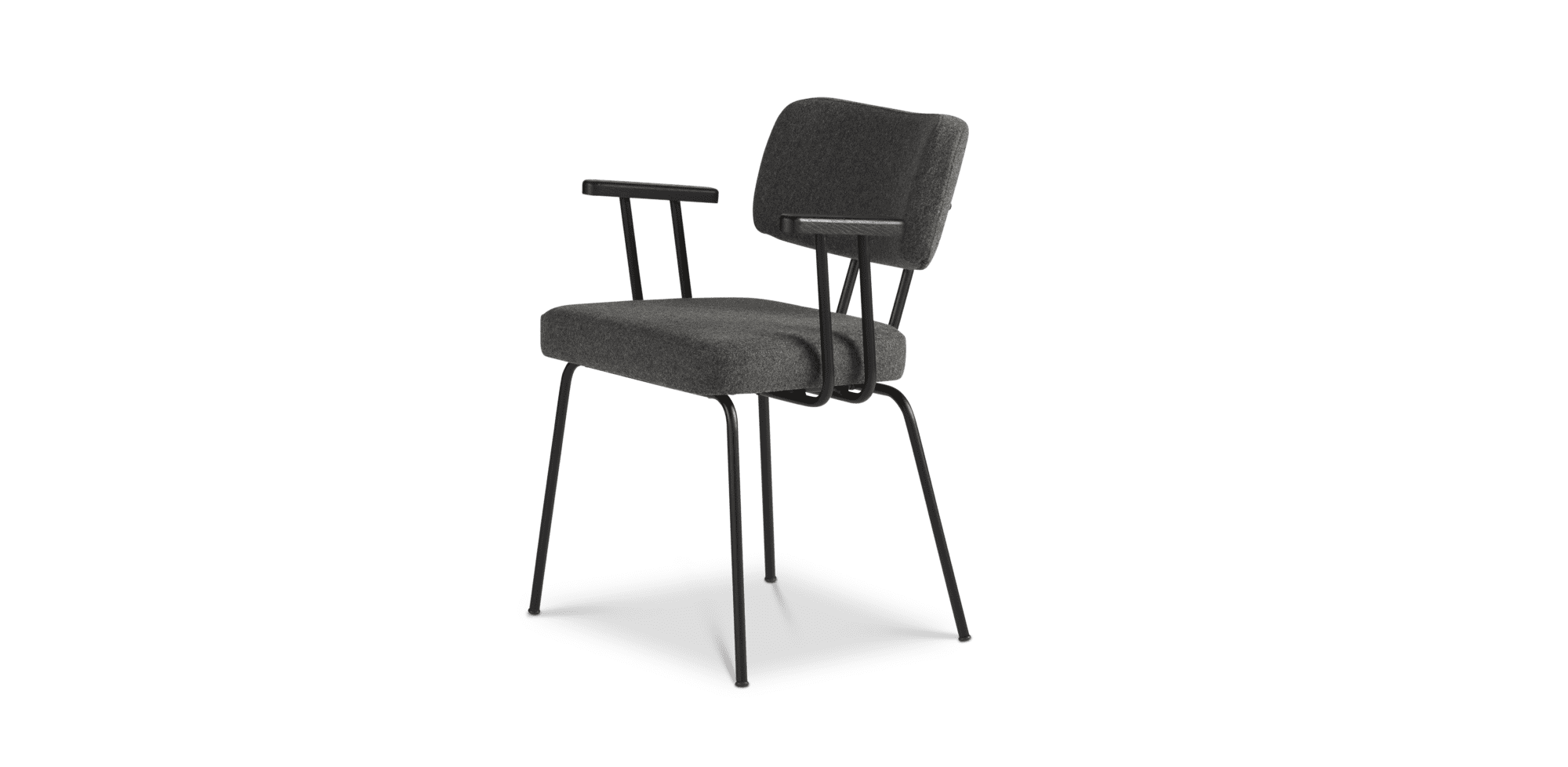 Eetkamerstoel Ted met arm - New Wool - Antracite - zwart