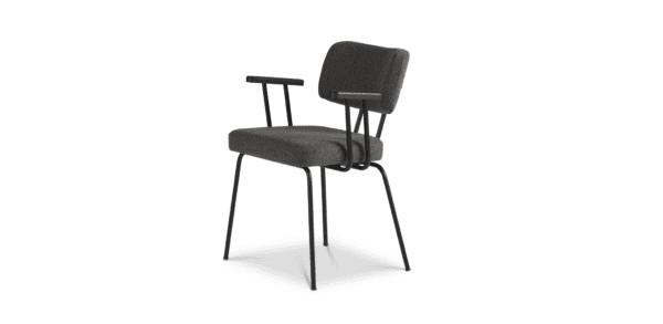 Eetkamerstoel Ted met arm - New Wool - Antracite - zwart