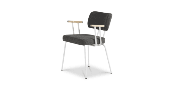 Eetkamerstoel Ted met arm - New Wool - Antracite - Wit