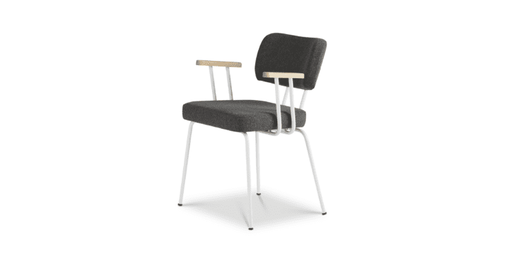 Eetkamerstoel Ted met arm - New Wool - Antracite - Wit