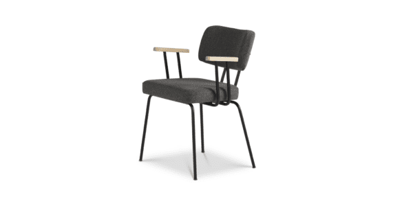 Eetkamerstoel Ted met arm - New Wool - Antracite - zwart
