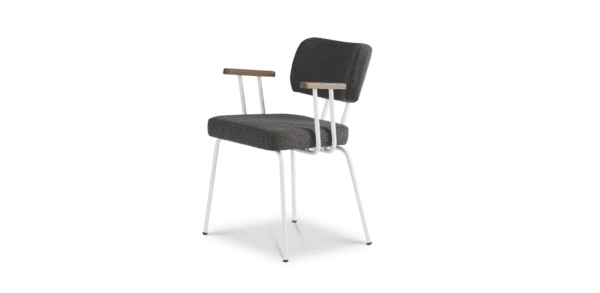 Eetkamerstoel Ted met arm - New Wool - Antracite - Wit
