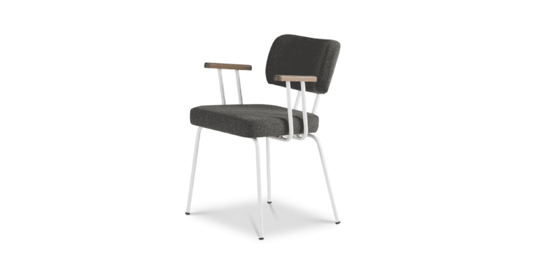 Eetkamerstoel Ted met arm - New Wool - Antracite - Wit