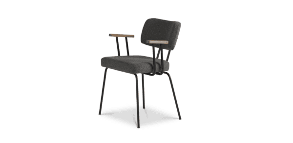 Eetkamerstoel Ted met arm - New Wool - Antracite - zwart