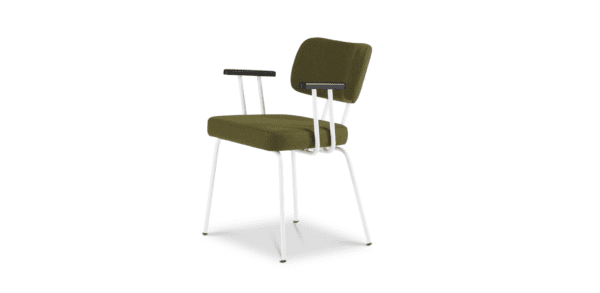 Eetkamerstoel Ted met arm - New Wool - Green - Wit