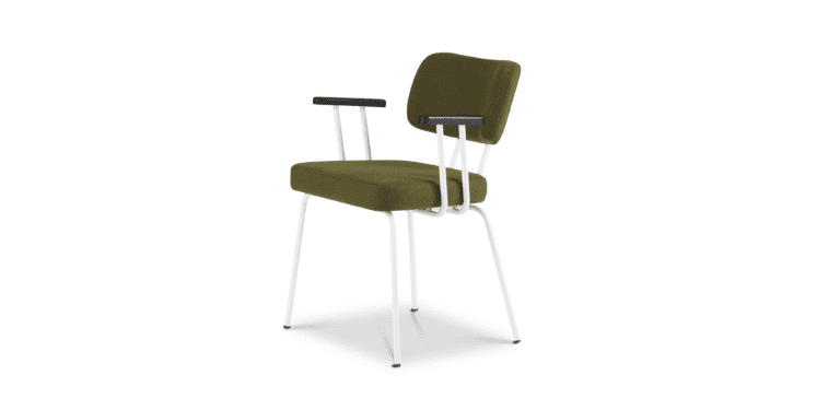 Eetkamerstoel Ted met arm - New Wool - Green - Wit