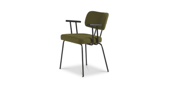 Eetkamerstoel Ted met arm - New Wool - Green - zwart