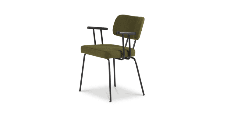 Eetkamerstoel Ted met arm - New Wool - Green - zwart