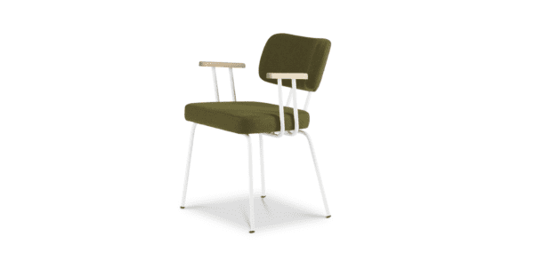 Eetkamerstoel Ted met arm - New Wool - Green - Wit