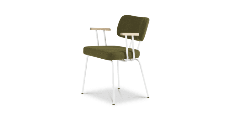 Eetkamerstoel Ted met arm - New Wool - Green - Wit