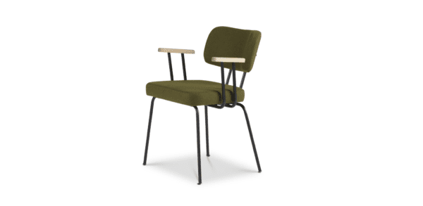 Eetkamerstoel Ted met arm - New Wool - Green - zwart