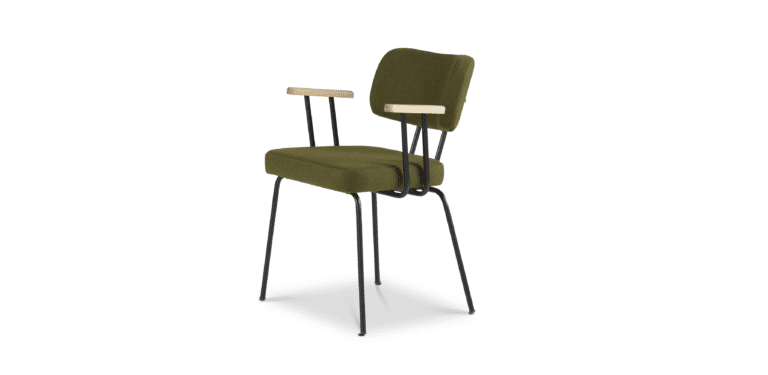 Eetkamerstoel Ted met arm - New Wool - Green - zwart