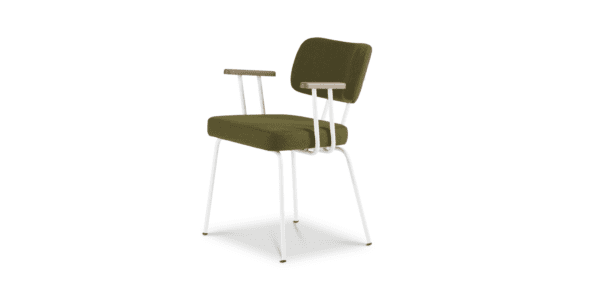 Eetkamerstoel Ted met arm - New Wool - Green - Wit