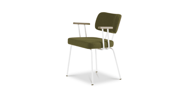 Eetkamerstoel Ted met arm - New Wool - Green - Wit