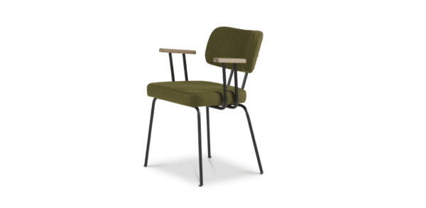 Eetkamerstoel Ted met arm - New Wool - Green - zwart