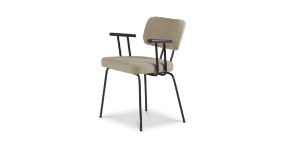 Eetkamerstoel Ted met arm - New Wool - Stone - zwart