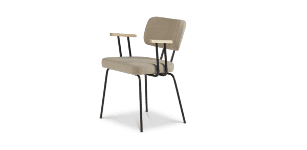Eetkamerstoel Ted met arm - New Wool - Stone - zwart