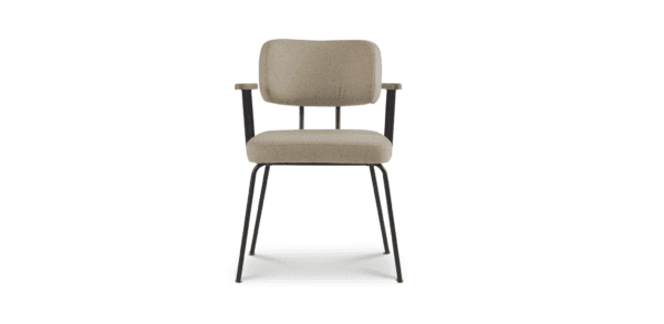 Eetkamerstoel Ted met arm - New Wool - Stone - zwart
