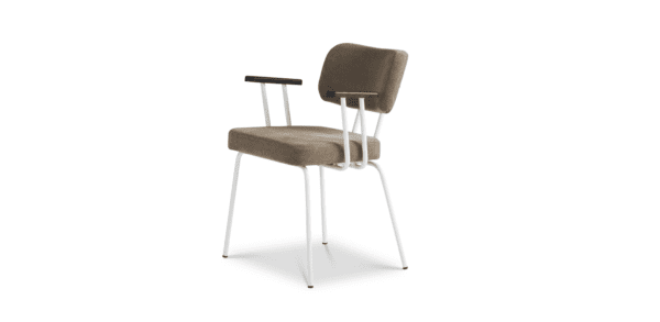 Eetkamerstoel Ted met arm - Portofino - Brown - Wit