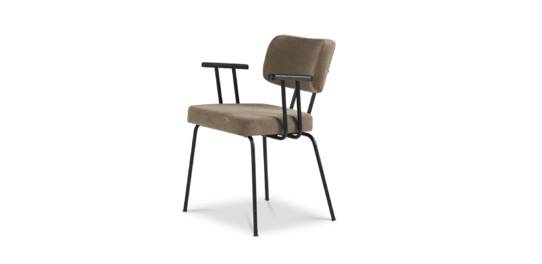 Eetkamerstoel Ted met arm - Portofino - Brown - zwart
