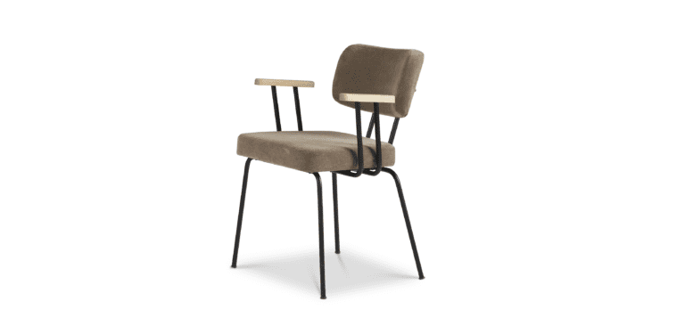 Eetkamerstoel Ted met arm - Portofino - Brown - zwart