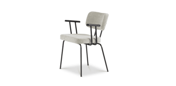 Eetkamerstoel Ted met arm - Portofino - Multigrey - zwart