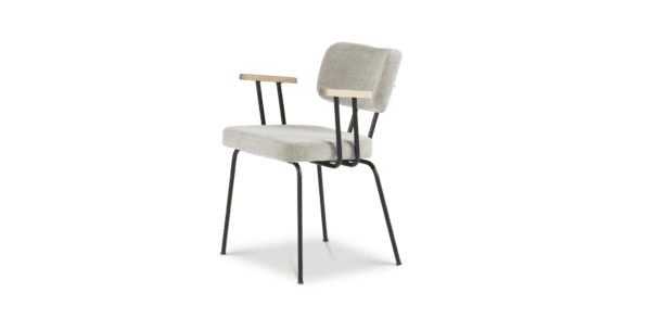 Eetkamerstoel Ted met arm - Portofino - Multigrey - zwart