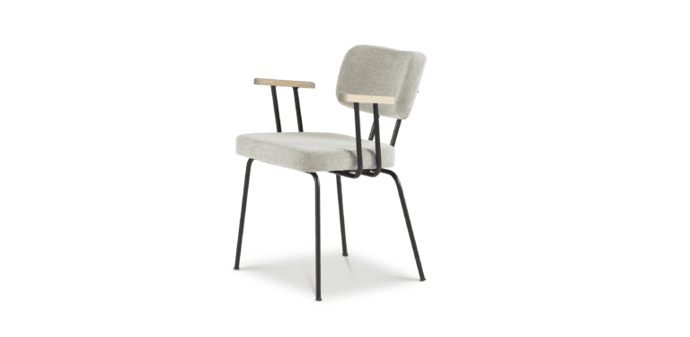 Eetkamerstoel Ted met arm - Portofino - Multigrey - zwart