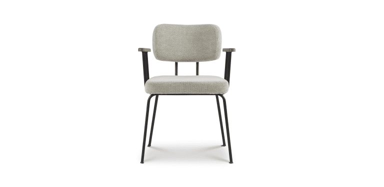 Eetkamerstoel Ted met arm - Portofino - Multigrey - zwart