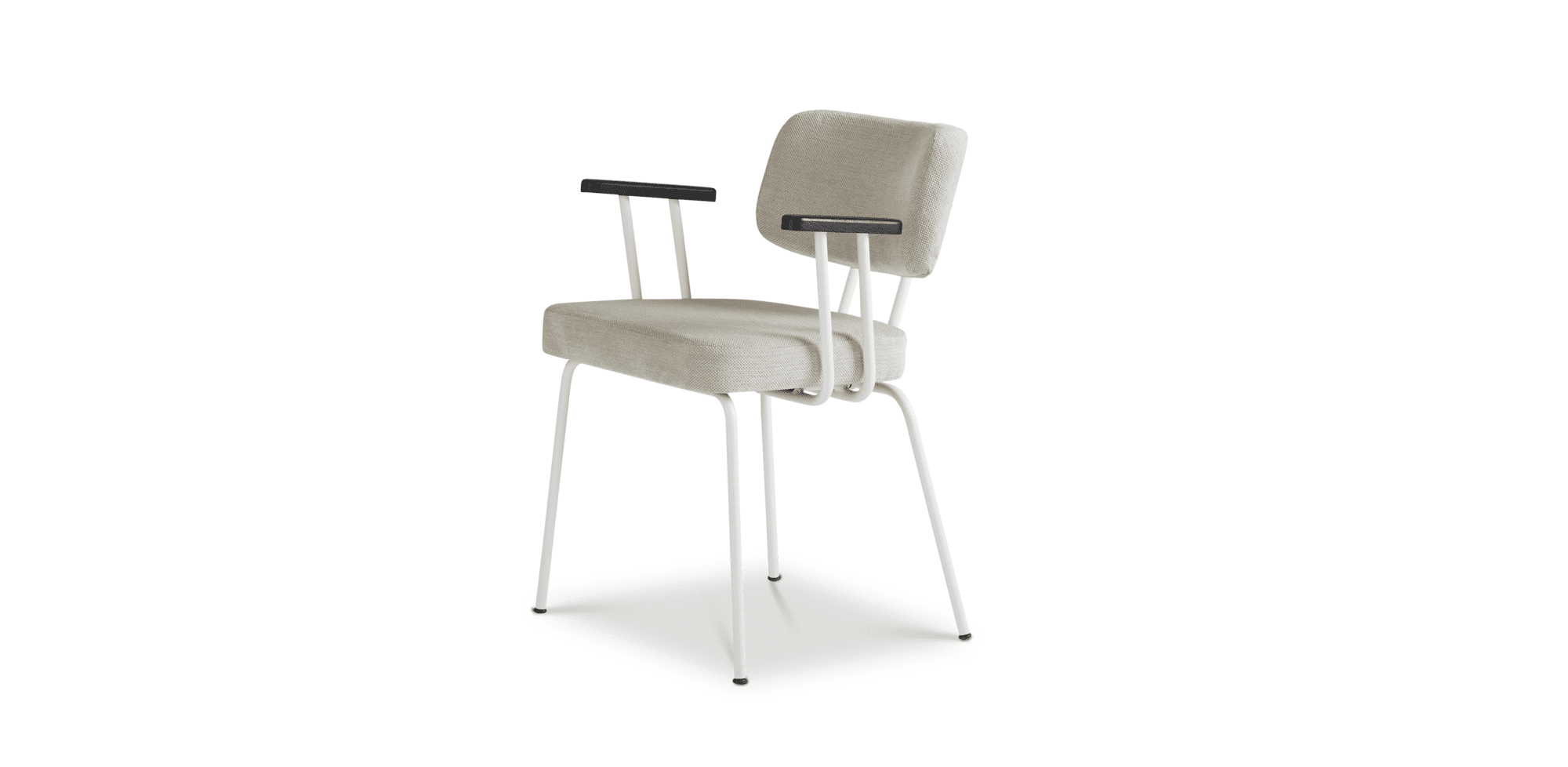 Eetkamerstoel Ted met arm - Portofino - Naturel - Wit