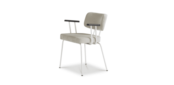 Eetkamerstoel Ted met arm - Portofino - Naturel - Wit