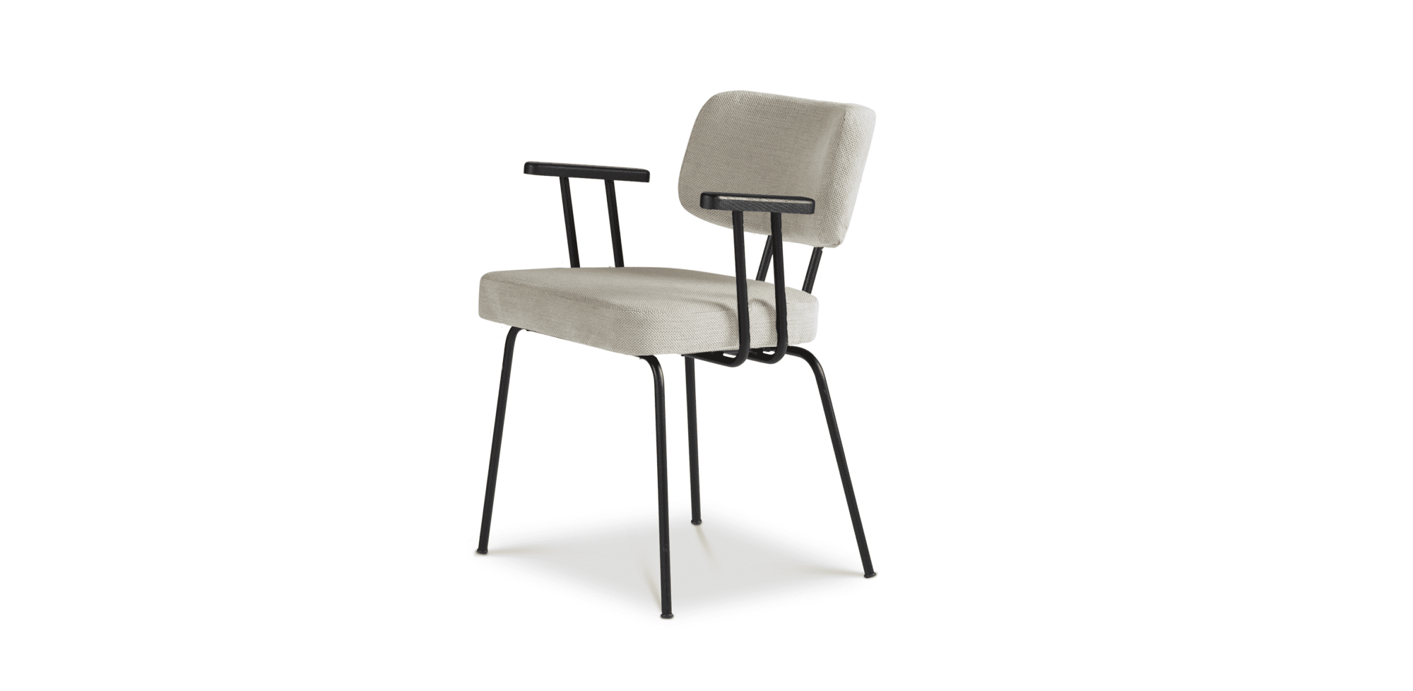 Eetkamerstoel Ted met arm - Portofino - Naturel - zwart