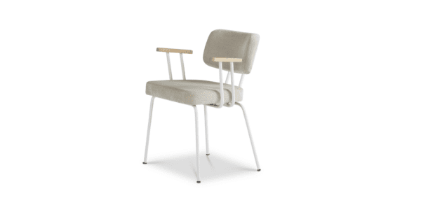 Eetkamerstoel Ted met arm - Portofino - Naturel - Wit