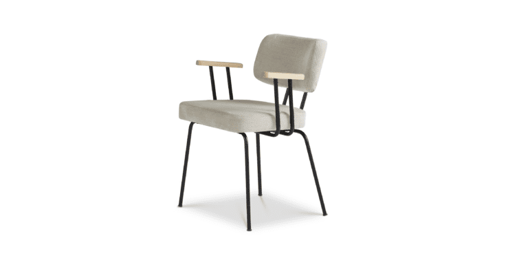 Eetkamerstoel Ted met arm - Portofino - Naturel - zwart