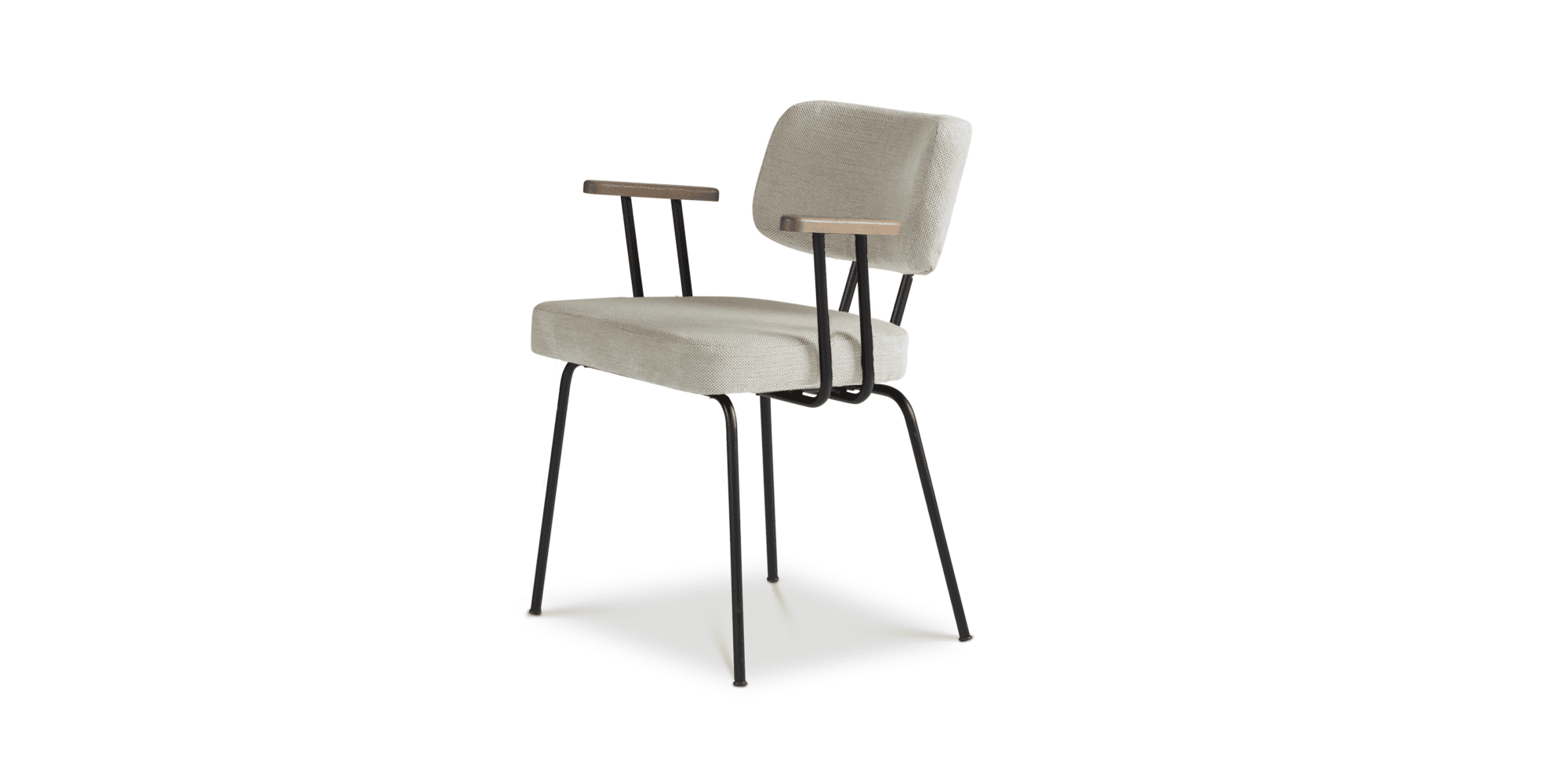 Eetkamerstoel Ted met arm - Portofino - Naturel - zwart
