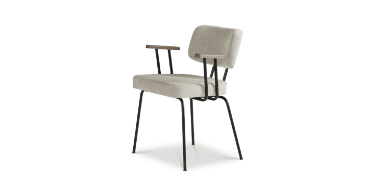 Eetkamerstoel Ted met arm - Portofino - Naturel - zwart